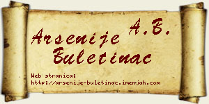 Arsenije Buletinac vizit kartica